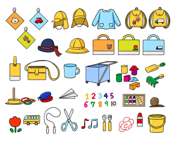 Nursery school, kindergarten related illustrations