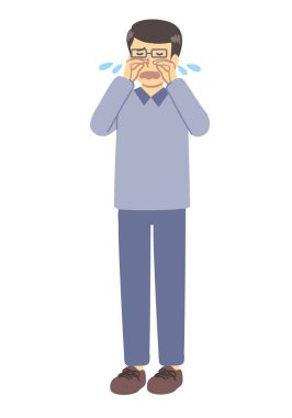 Gözlüklü bir adam ağlıyor.