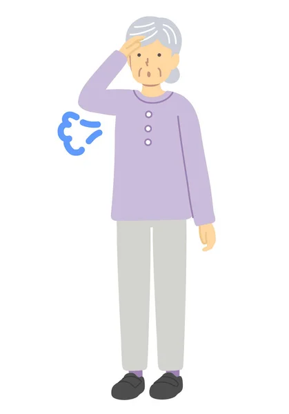 Старша Жінка Полегшена Фіолетовому Одязі — стоковий вектор