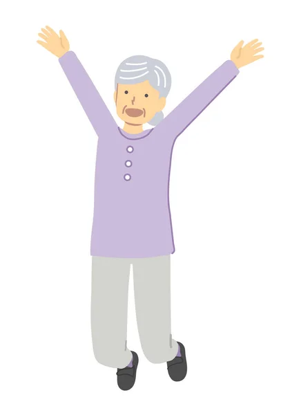 Starsza Kobieta Radująca Się Purpurowych Ubraniach — Wektor stockowy