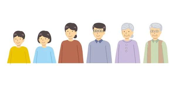 Various Generations Character Set Illustration — Stock Vector