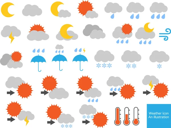 Conjunto Ilustrações Ícones Meteorológicos Múltiplos —  Vetores de Stock