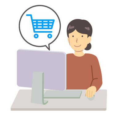 Kırmızı elbiseli kadın / alışveriş