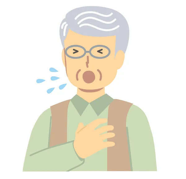 Estornudando Hombre Mayor Ropa Verde — Vector de stock