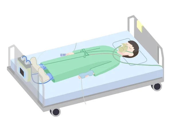 ベッドの上に横たわる患者のイラスト — ストックベクタ