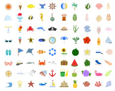 Yaz motif vektör illüstrasyon seti 2