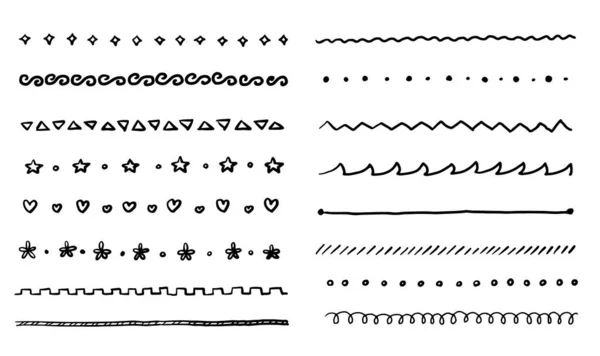 Varios Vectores Línea Escritura Mano — Archivo Imágenes Vectoriales