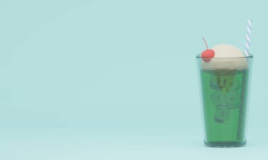 Arkaplan yazı / kremalı soda 3DCG illüstrasyon