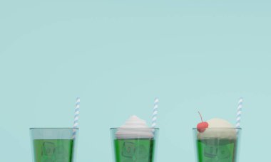 Arkaplan yazı / kremalı soda 3DCG illüstrasyon