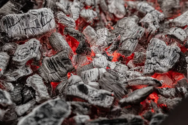 Queimadores Carvão Branco Preto Vermelho Quente Churrasco Antes Fritar Carne — Fotografia de Stock