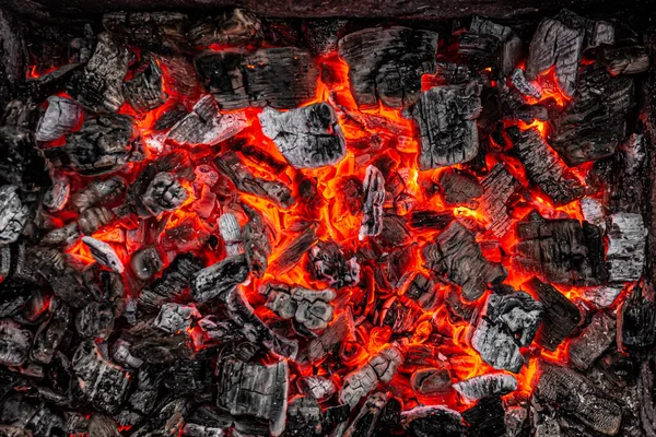 Queimadores Carvão Branco Preto Vermelho Quente Churrasco Antes Fritar Carne — Fotografia de Stock