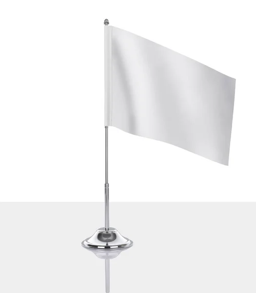 Κενό Τραπέζι Σημαία Λευκό Φόντο Κατάλληλο Για Σχεδιασμό Mockup — Φωτογραφία Αρχείου