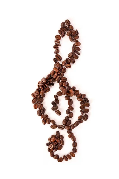 Treble Clef Made Coffee Beans White Background — Stock Photo, Image