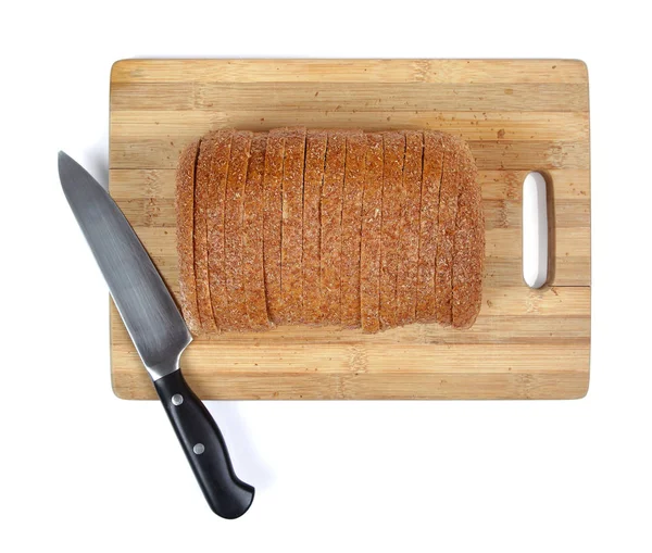 Well Sliced Loaf Bread Cutting Board Knife — Stock Photo, Image