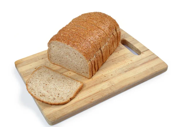 Хорошо Нарезанный Хлеб Разделочной Доске — стоковое фото