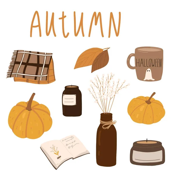 Feliz e beleza outono definido para fins decorativos — Fotografia de Stock