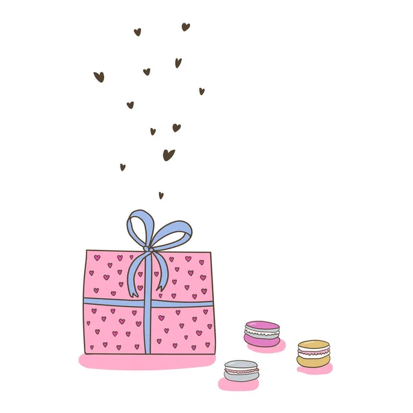 Happy valintines day sweet box with cakes — Stock Vector