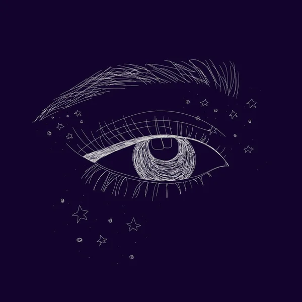Mysterious eye in a fairy-tale strange world — Stock Vector
