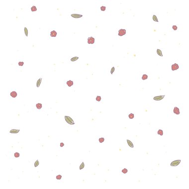 Güzel çiçek ve yaprak Mutlu desenli karalama