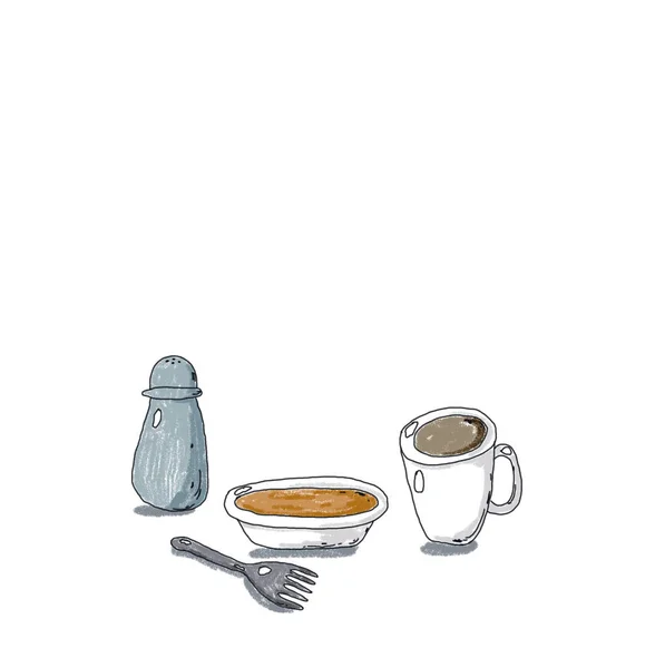 Вилка Чашка Кофе Вырезанным Сахаром — стоковое фото