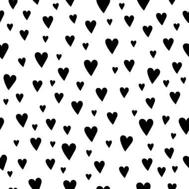Mutlu siyah-beyaz vektör kalpler. Büyük desen kesilmiş.