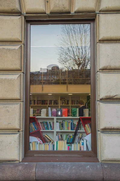 window in library in old house