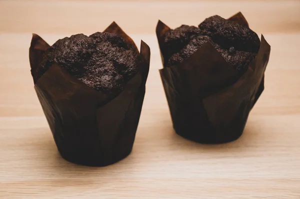 Muffins Chocolat Sur Fond Table — Photo