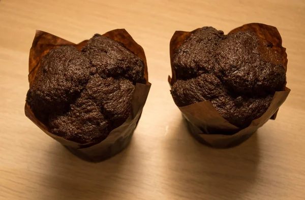 Muffins Chocolat Sur Fond Table — Photo