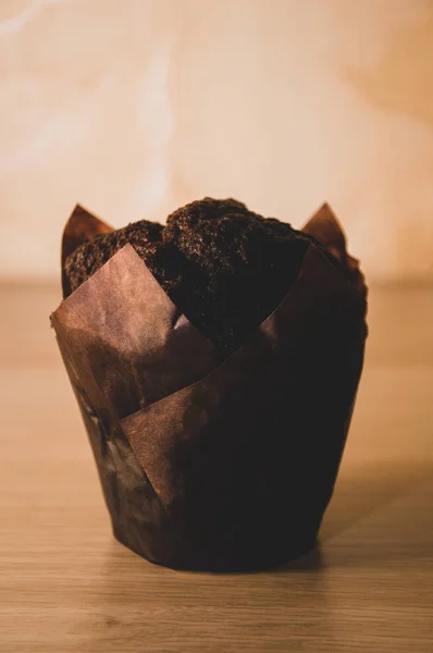 Muffins Chocolat Sur Fond Table — Photo