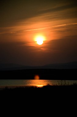 Buğday kulaklarının üzerinde gün batımı 