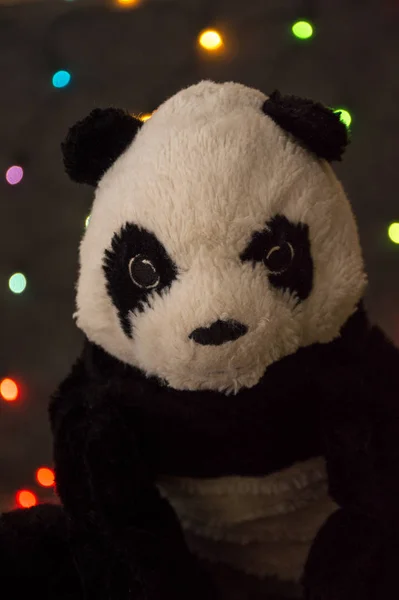 Liten Panda Björn Leksak Girland Bakgrund — Stockfoto