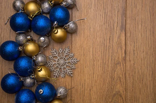 Christmas Balls Wooden Background — Stock Photo, Image