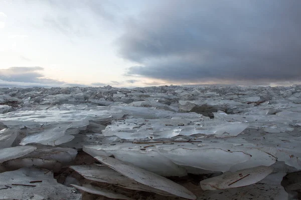 ice field beach on bay\'s coast