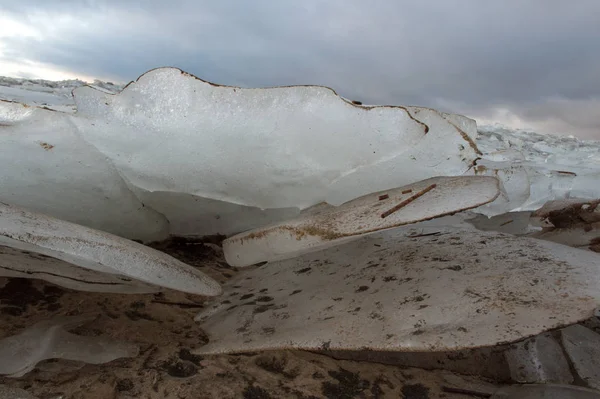 ice field beach on bay\'s coast