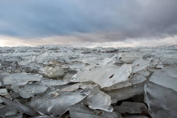 ice field beach on bay\'s coast