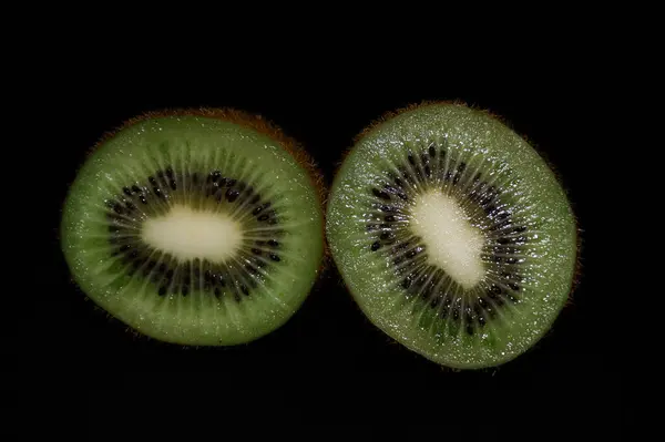 Kiwi Fruta Jugo Sobre Fondo Negro — Foto de Stock