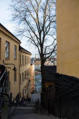 Eski Avrupa şehrinde renkli evler 