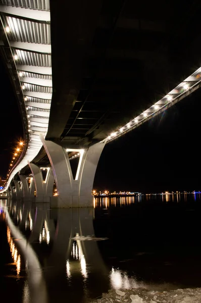 Pont Avec Lumières Nuit Baie Finlandaise — Photo