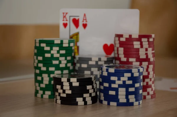 Fichas Cartões Poker — Fotografia de Stock