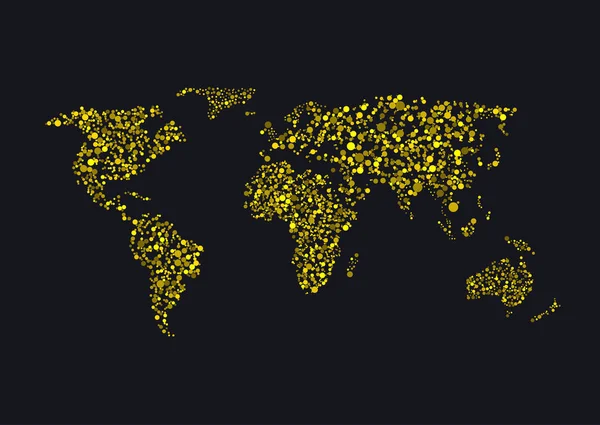 Arany ragyog világ Térkép — Stock Vector