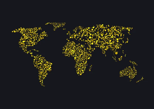 골든 반짝 세계 지도 — 스톡 벡터