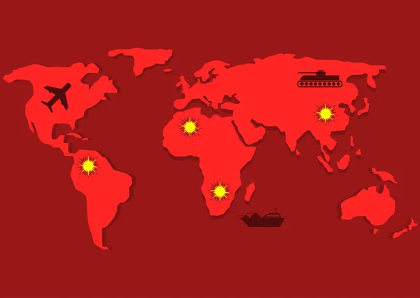 Mapa świata czerwony — Wektor stockowy