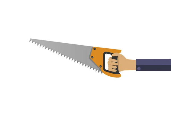 Hand with saw — Stock Vector