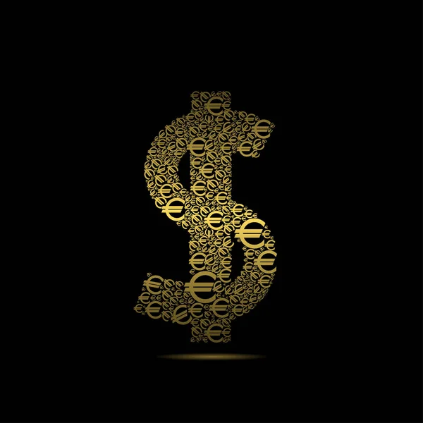 Signo del dólar dorado — Vector de stock