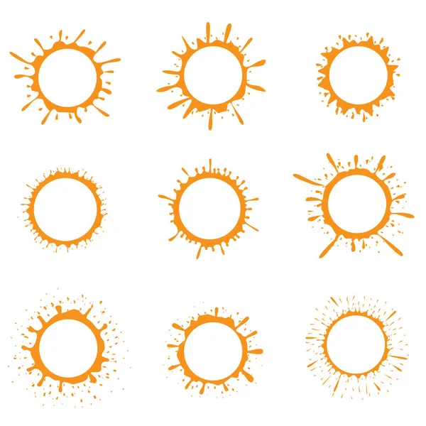 Orange paint splash sun icons — Stock Vector