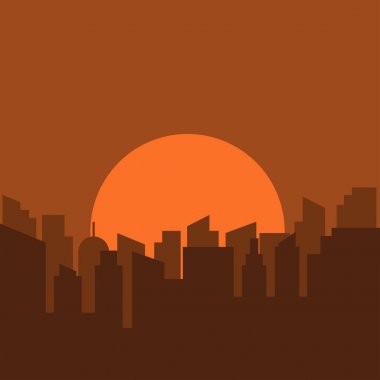 Sabahları kentsel manzara siluet