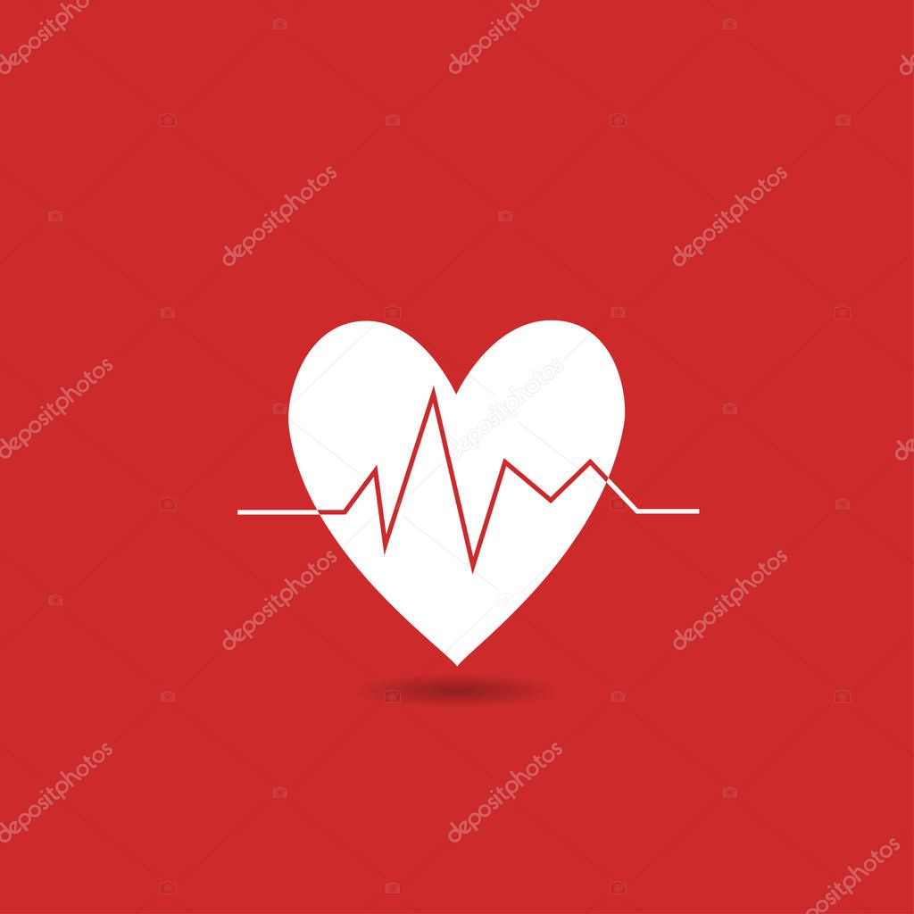 Heart Beat Line Icon. Health concept, red heart symbol