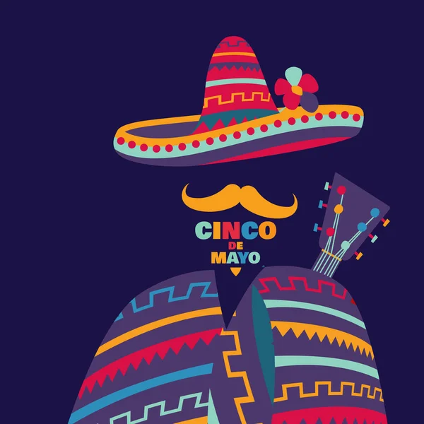 Ilustración Vectorial Para Fiesta Del Cinco Mayo Diseño Con Letras — Vector de stock