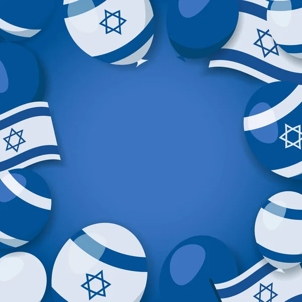 Ilustração Vetorial Dia Independência Israel Fundo Com Bandeira Balões — Vetor de Stock