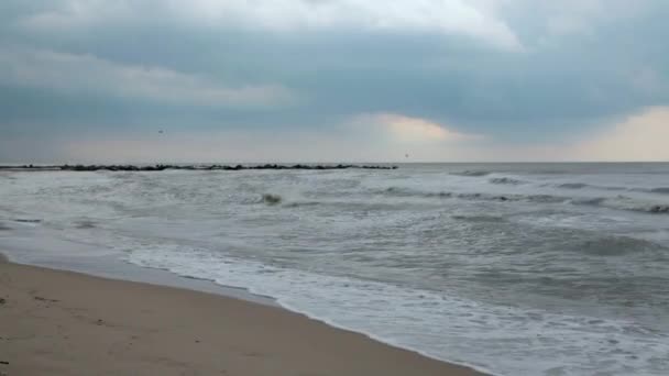 Ponuré Počasí Moři Ponurá Obloha Bouře Moři — Stock video